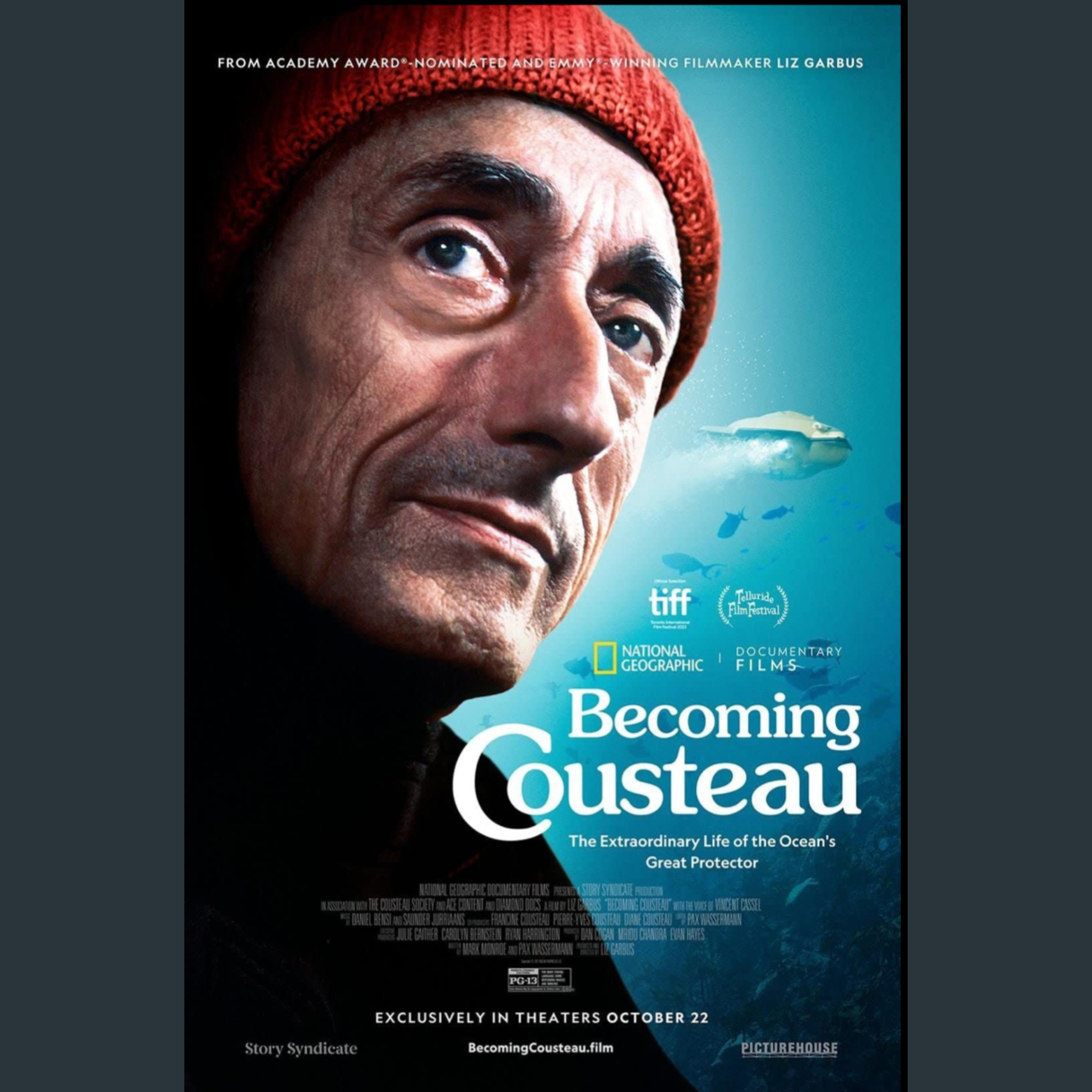 Capa do documentário sobre a vida e o trabalho de Jacques Cousteau