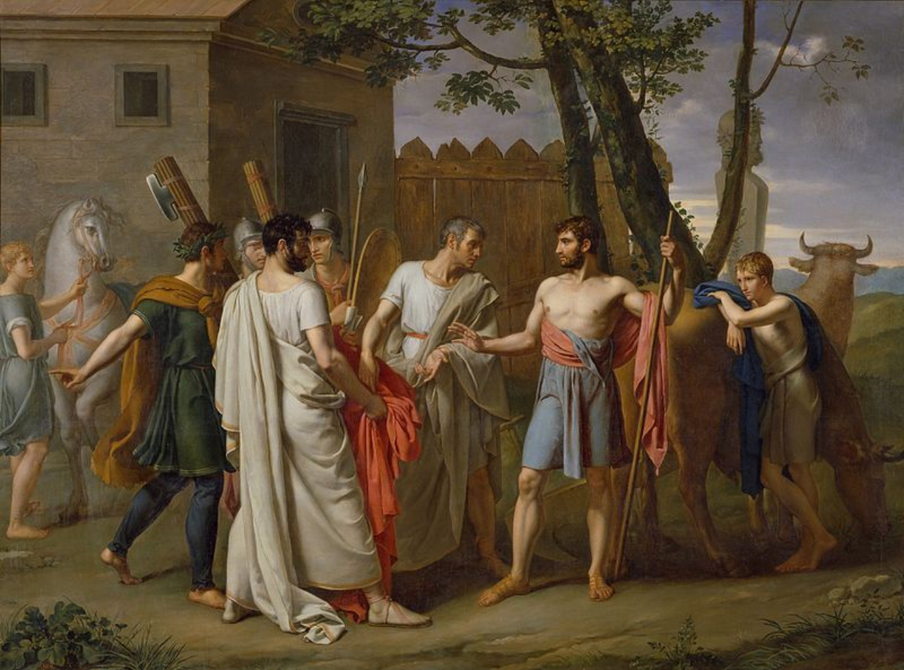 Quadro retratando trecho da lenda de Lucius Quinctius Cincinnatus