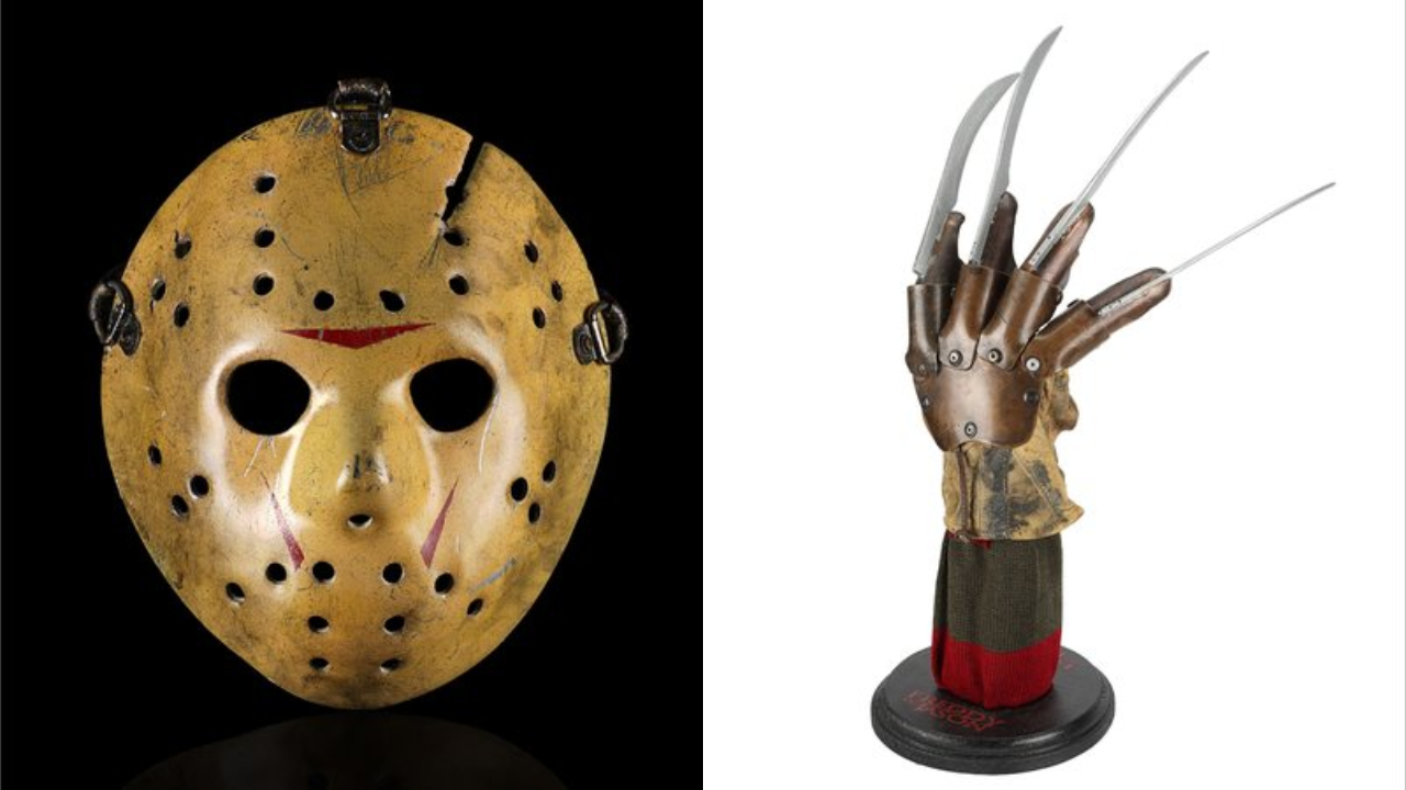 Máscara do personagem Jason e luva do Freddy Krueger, disponíveis para leilão