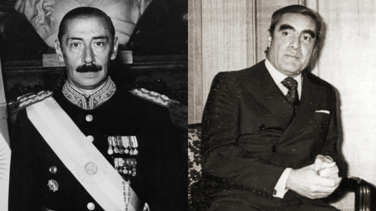 Jorge Rafael Videla Redondo e Emilio Eduardo Massera, respectivamente