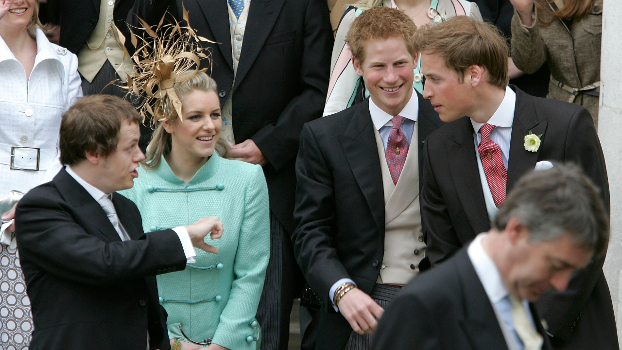 Os irmãos Parker ao lado dos príncipes Harry e William