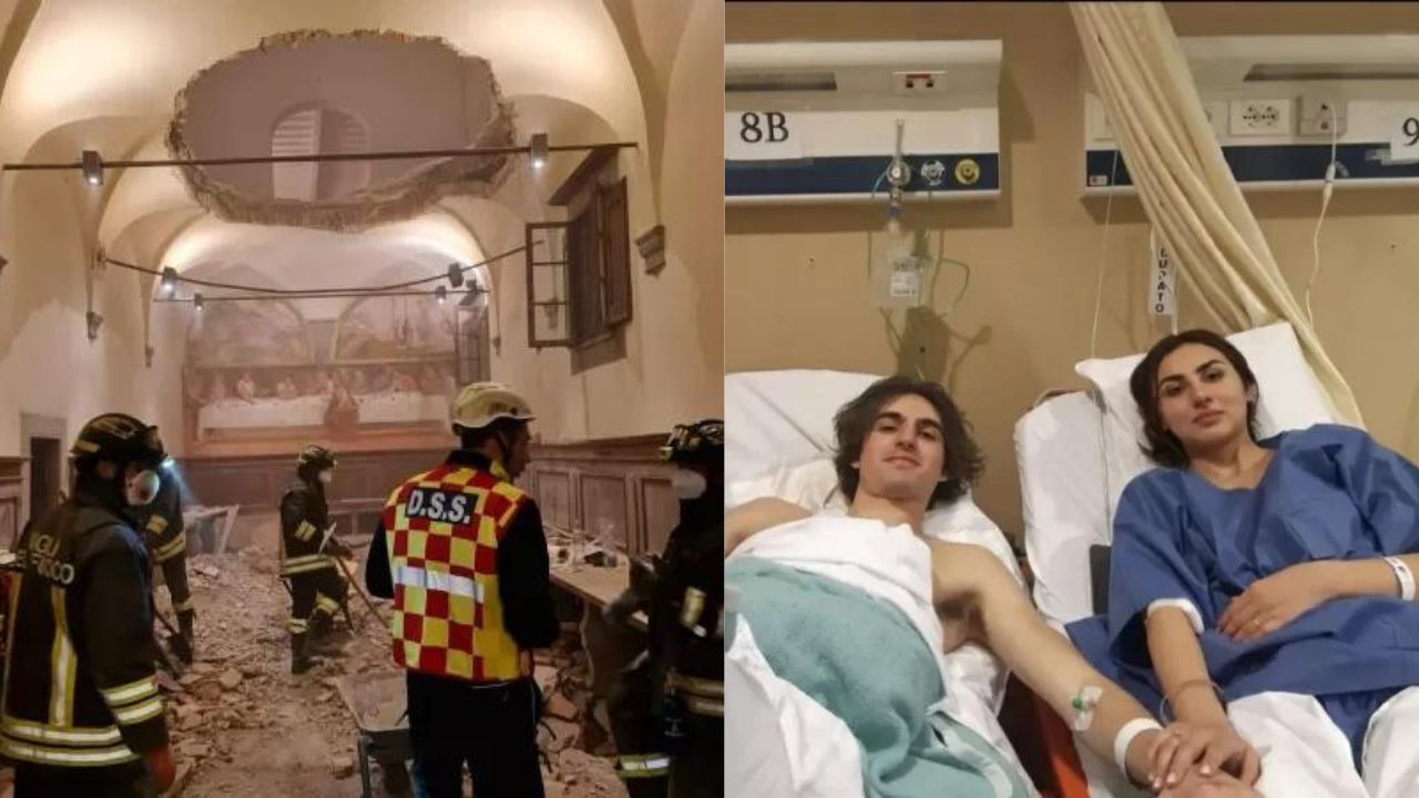 Queda de teto deixa feridos em um convento durante casamento na Itália