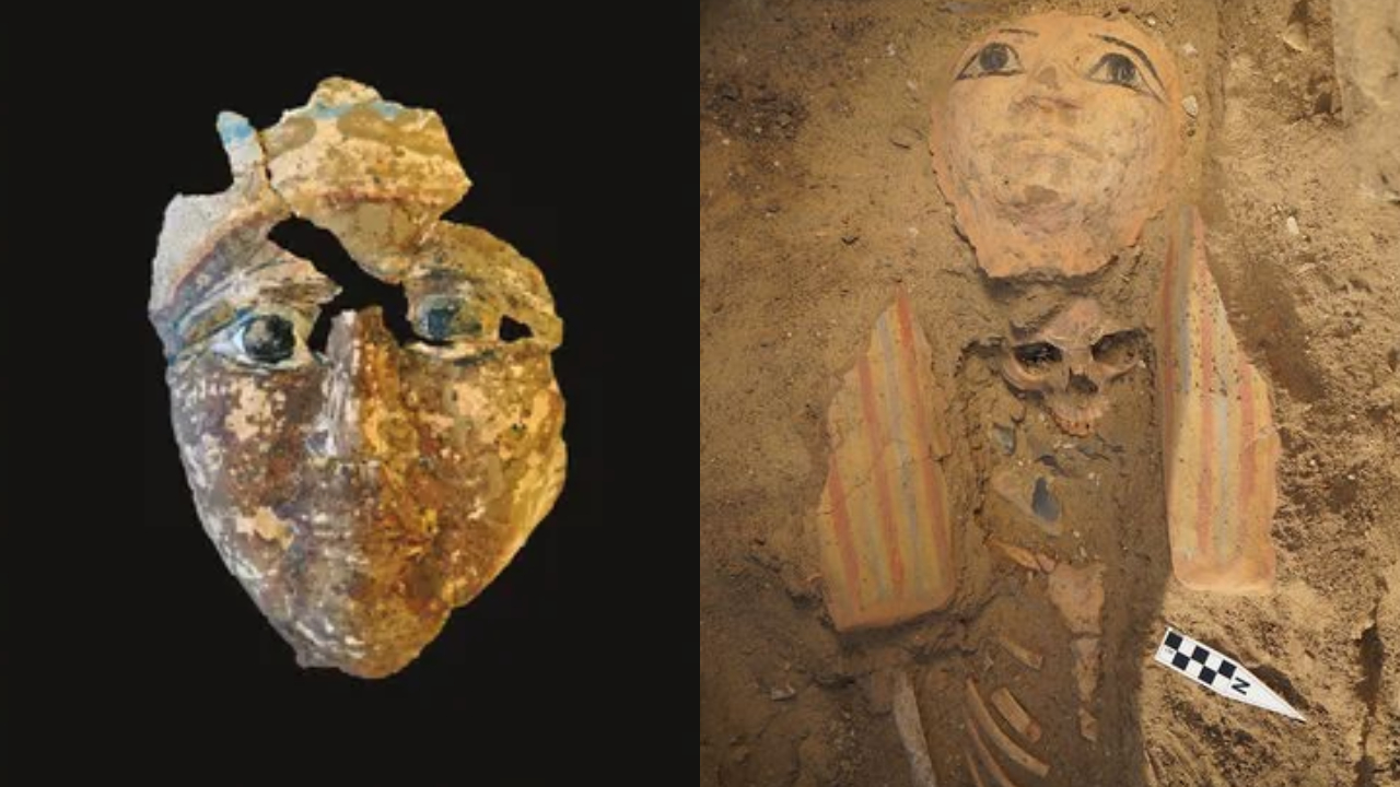 Máscaras de múmias, tumbas e estátua de deus do silêncio são descobertas no Egito