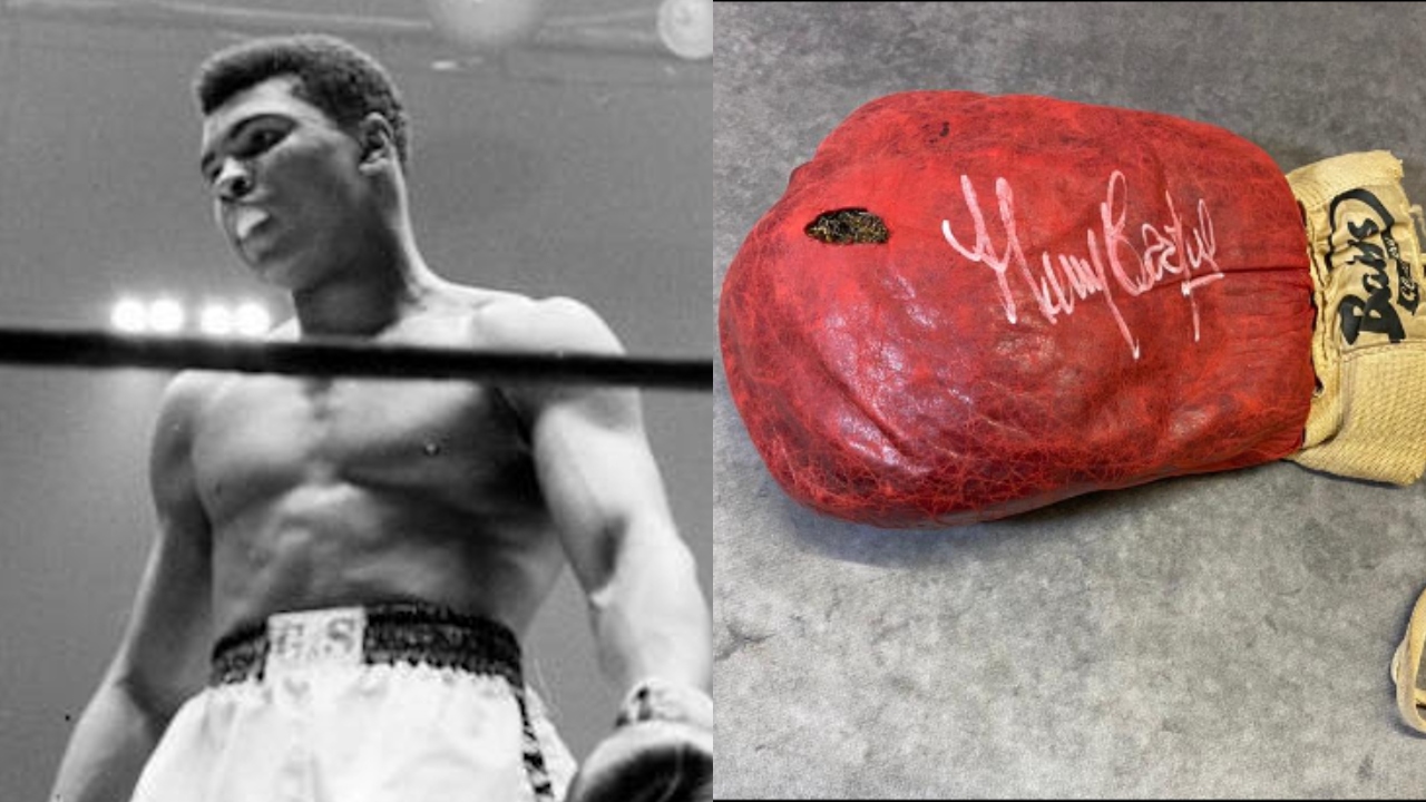 Luva rasgada de Muhammad Ali vai a leilão no Reino Unido