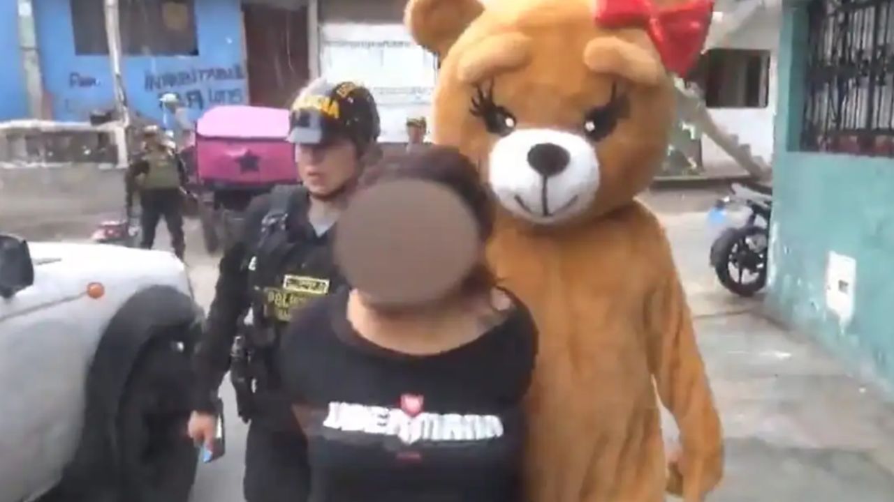 No Peru, policial usa fantasia de urso de pelúcia para capturar suspeitos