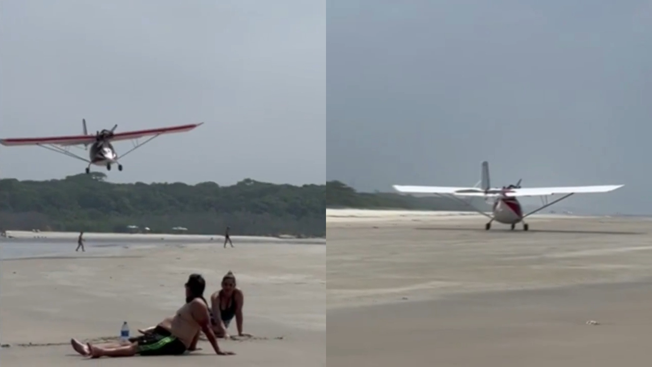 Aeronave realiza manobra irregular e quase atinge banhistas no litoral de SP