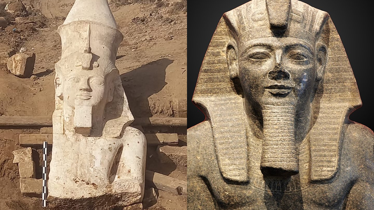 Parte de estátua de 7 metros de Ramsés II é descoberta no Egito