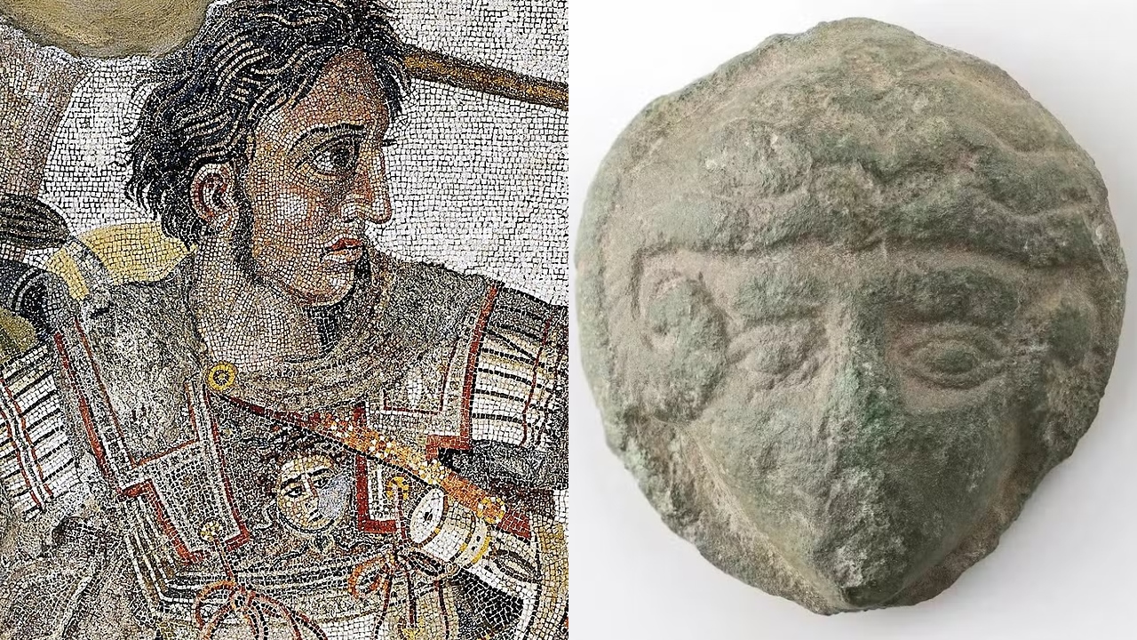 Curioso medalhão de bronze com o rosto de Alexandre, o Grande é encontrado