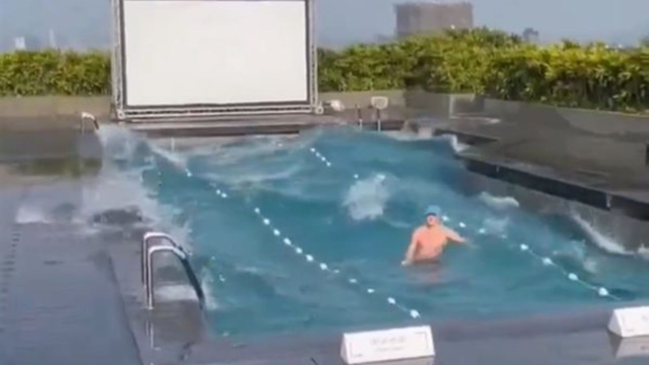Vídeo mostra homem em piscina no momento dos tremores em Taiwan