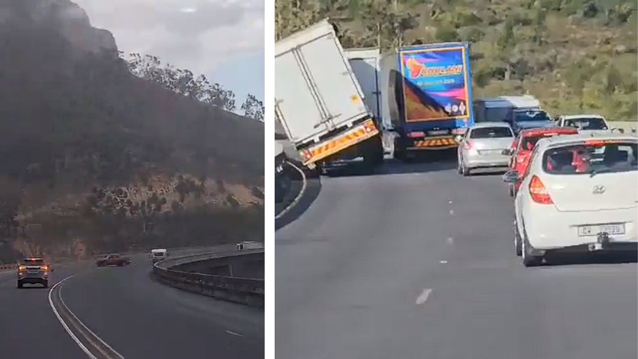 África do Sul: vento derruba caminhão e trailer de viaduto durante tempestade