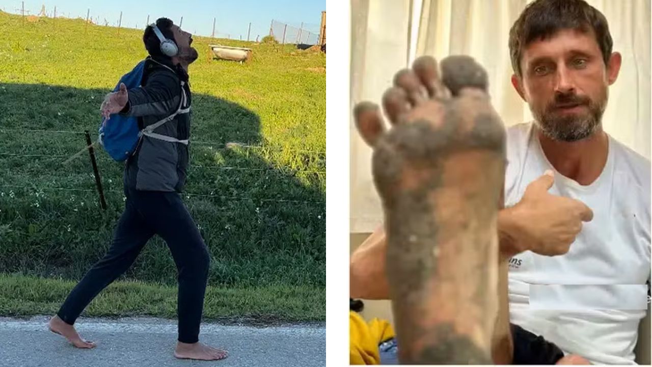 Homem bate recorde do Guinness ao caminhar descalço por mais de 3 mil km