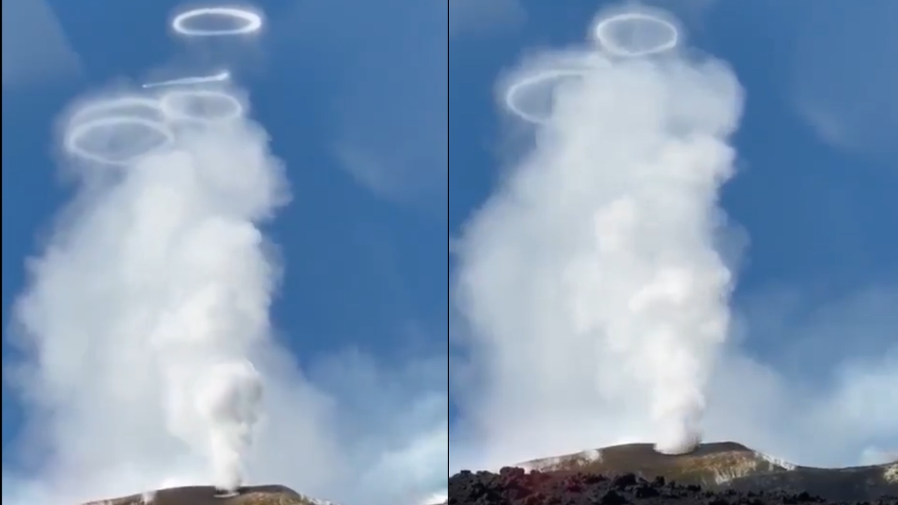 Itália: Vulcão Etna solta anéis de fumaça e registros surpreendem