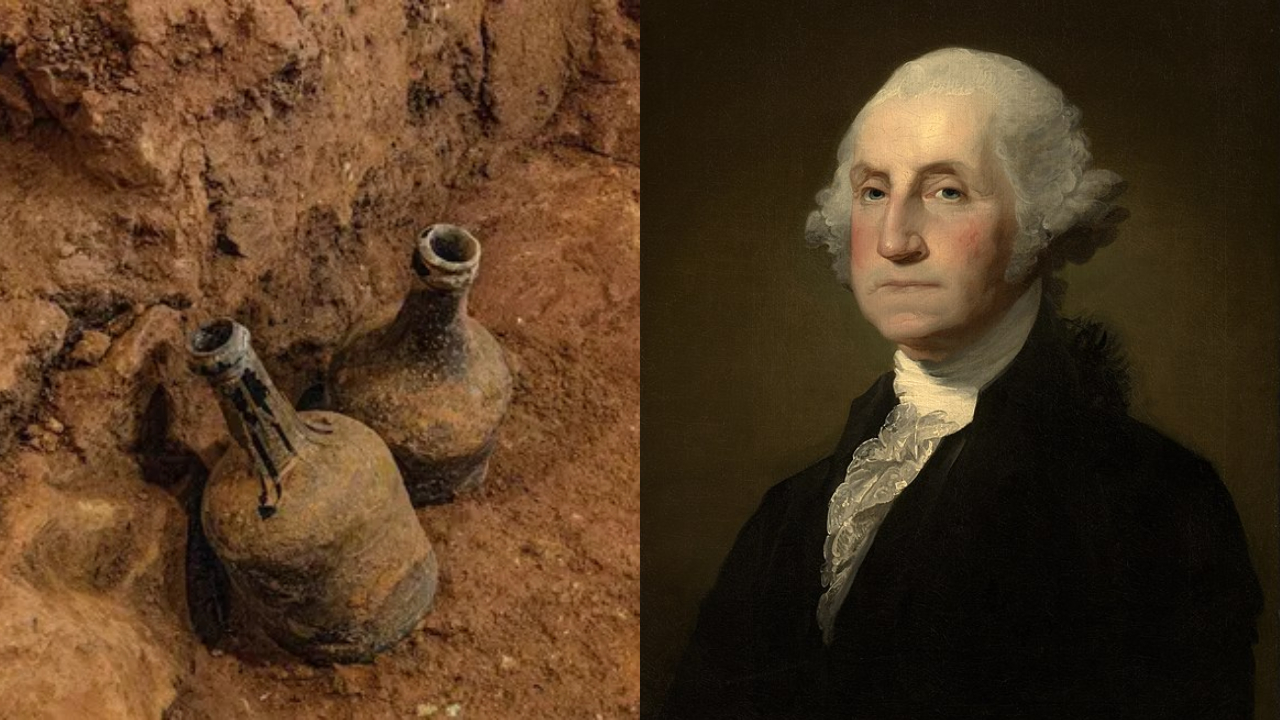 Garrafas de vidro são encontradas enterradas em mansão de George Washington