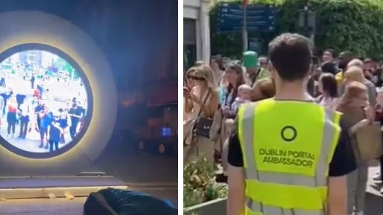 Portal que une Dublin a Nova York reabre com guardas para inibir nudez e gestos ofensivos