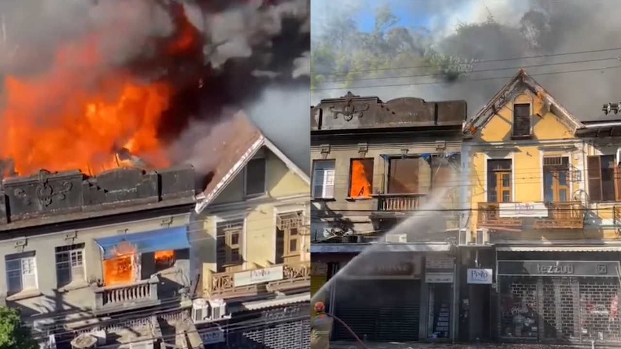 RJ: Casarão histórico de Petrópolis é devastado em incêndio