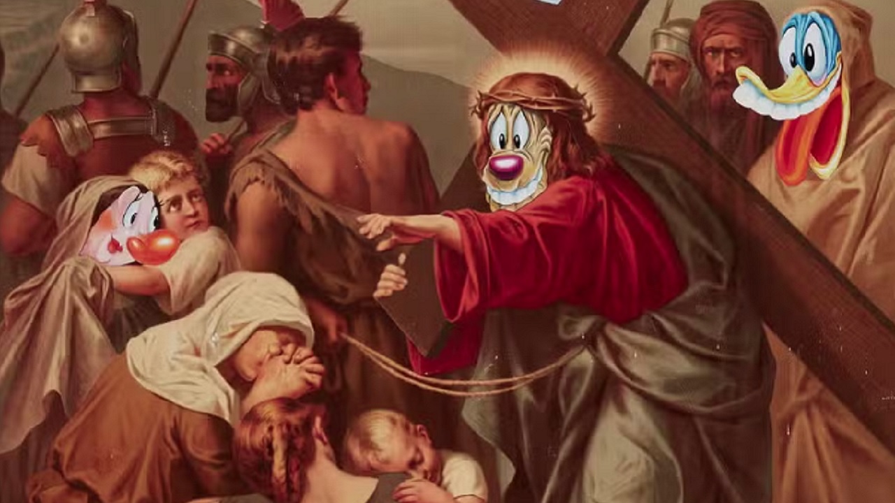 Obra que mostra Jesus com rosto de Looney Tunes é removida de exposição na Austrália