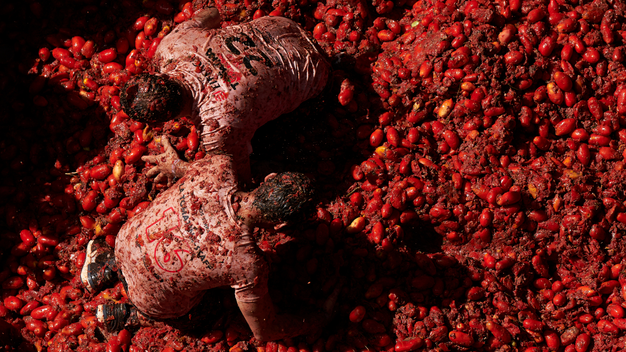 La Tomatina: Milhares se reúnem na Espanha para guerra de comida