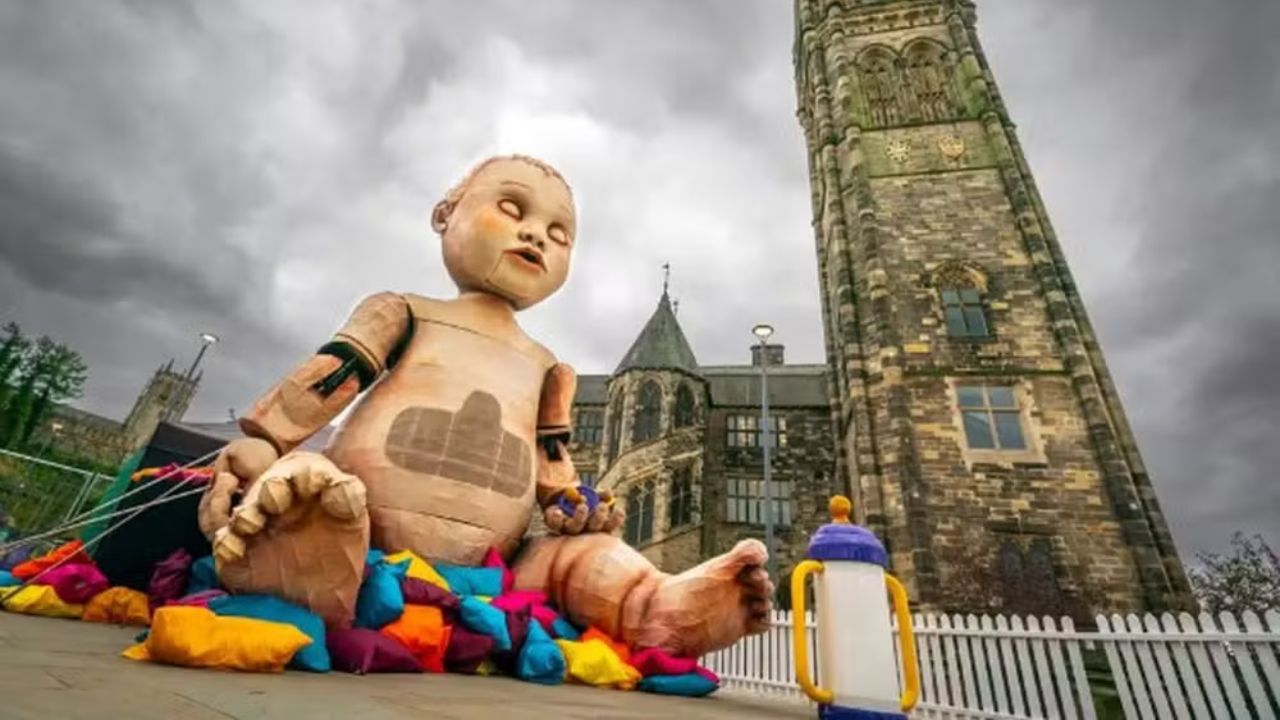 Boneca gigante assusta moradores de vila inglesa
