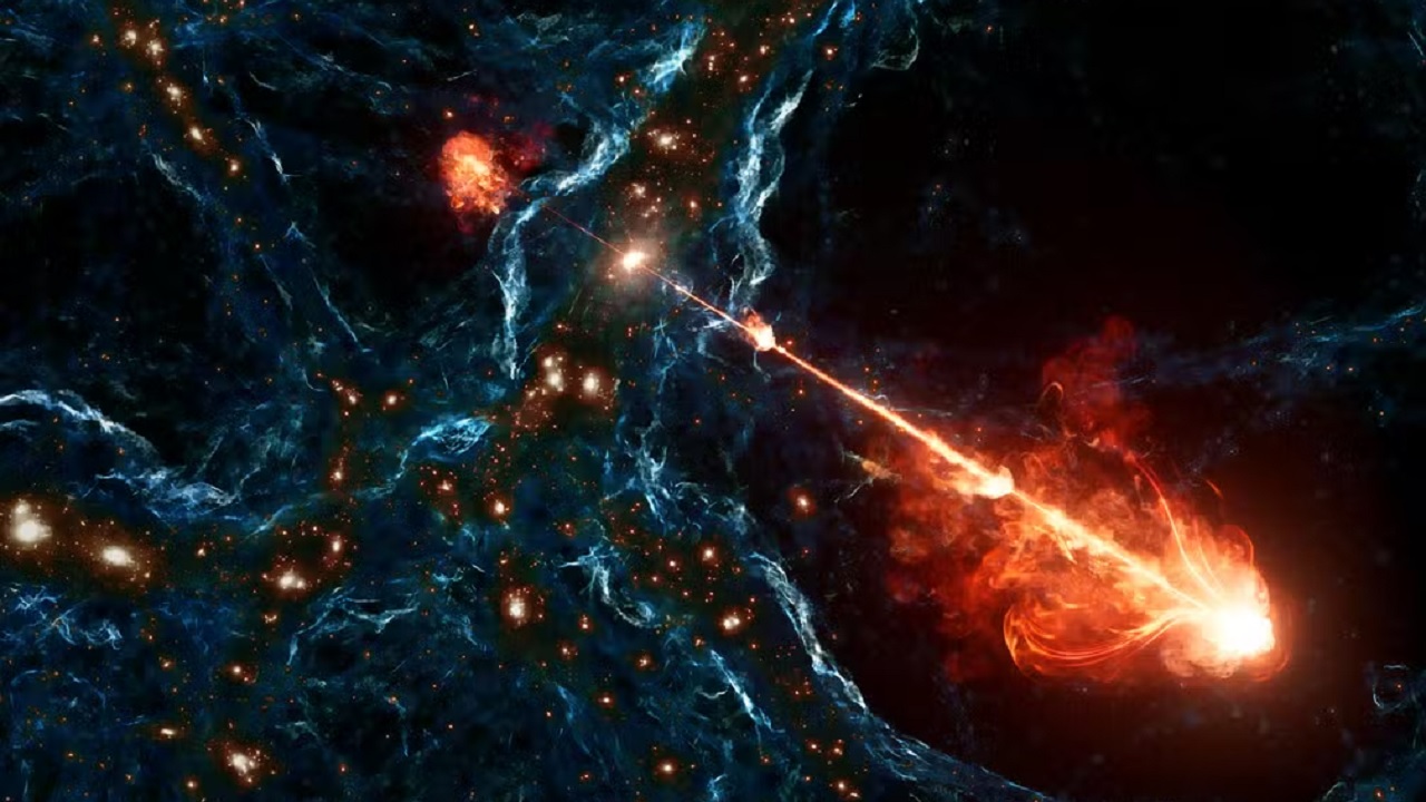 23 milhões de anos-luz: Astrônomos descobrem o maior jato cósmico já visto
