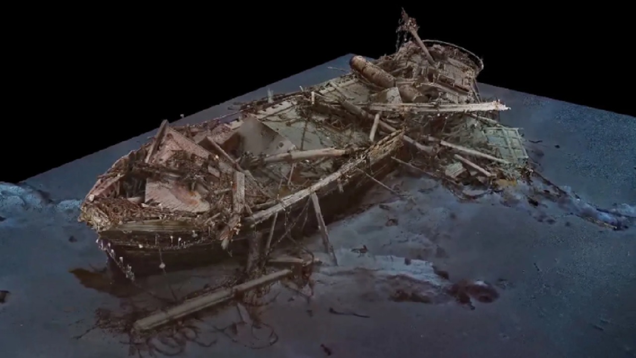 Modelo 3D revela detalhes impressionantes de naufrágio de 1915