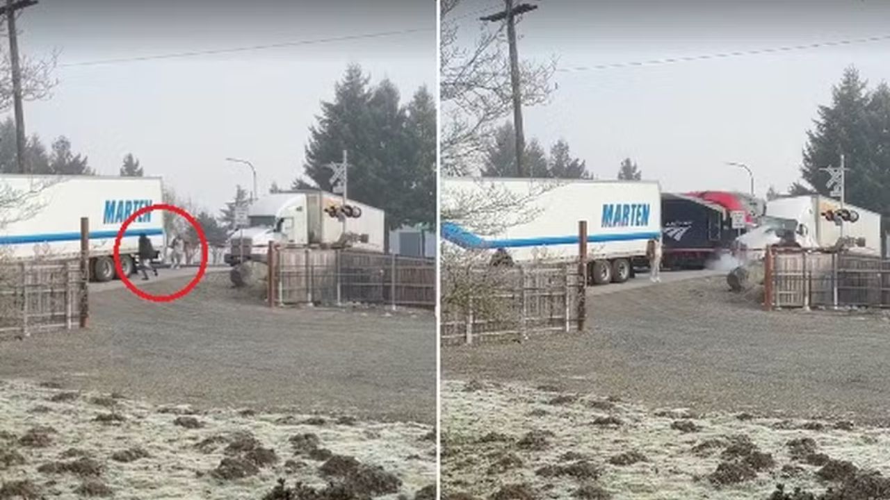Trem destrói caminhão em passagem de nível nos EUA