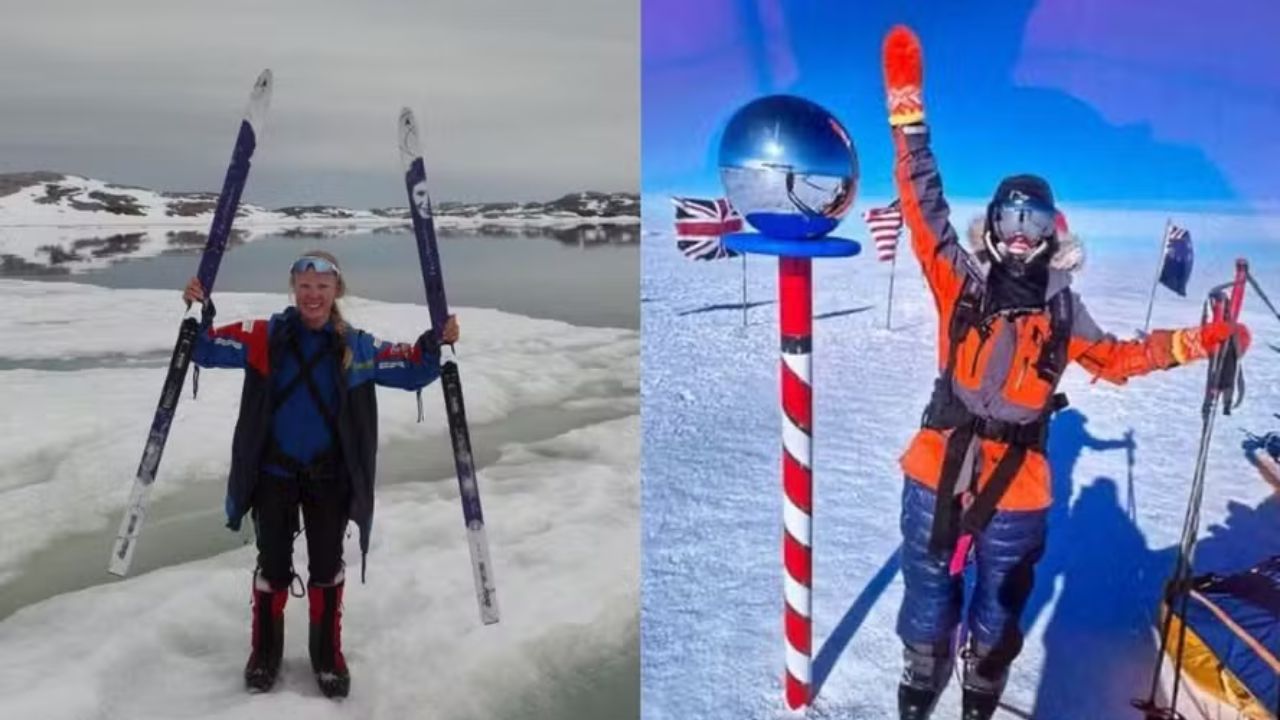 Norueguesa de 21 anos se torna a mais jovem esquiadora a chegar no Polo Sul do planeta