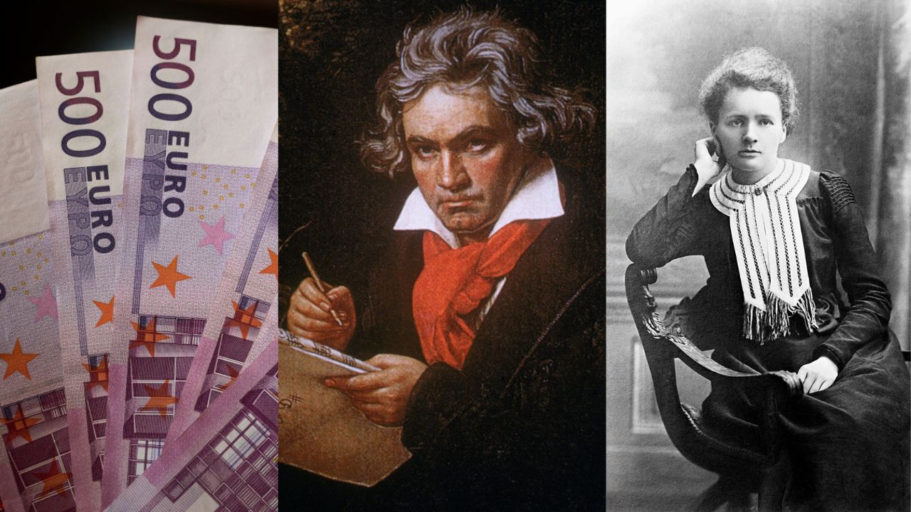 Novas notas de euro podem estampar Beethoven, Marie Curie e outras figuras históricas