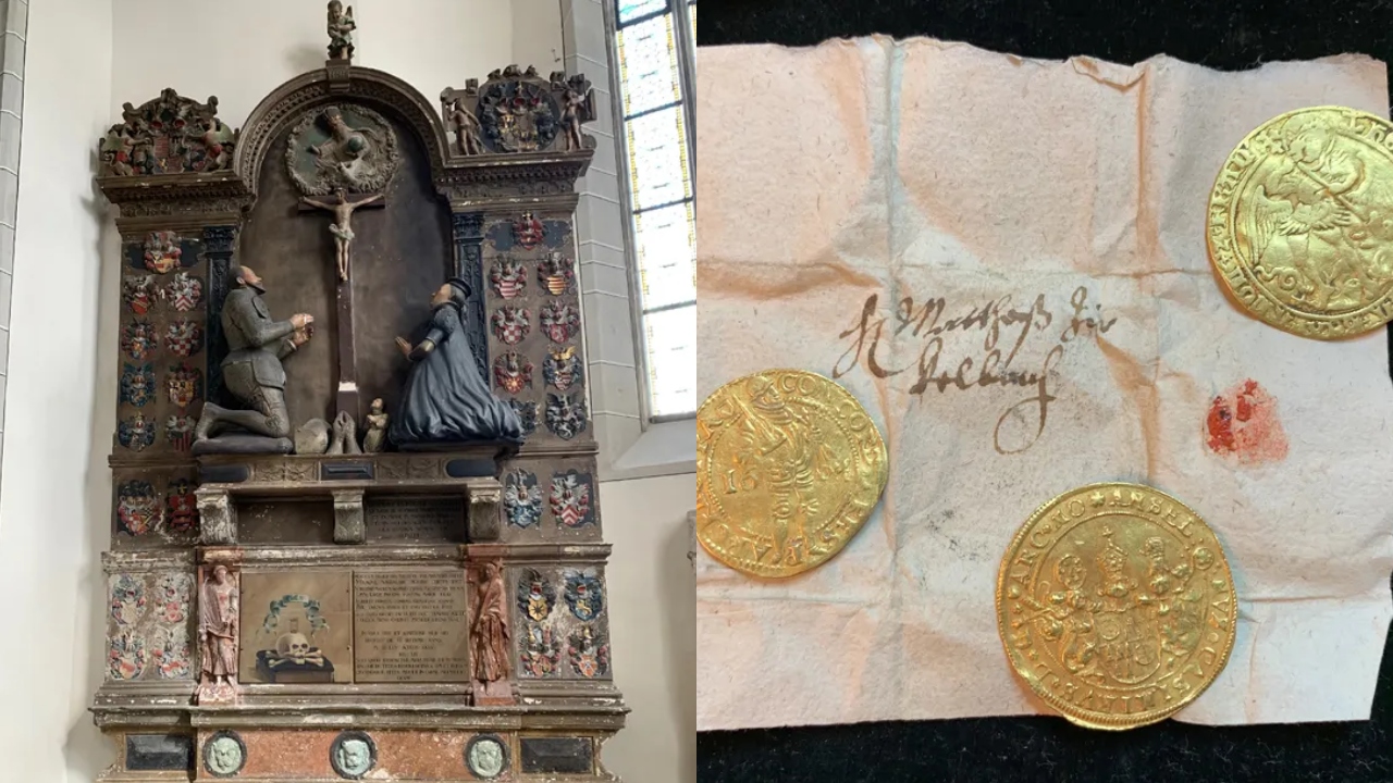 A descoberta histórica feita na perna de uma estátua na Alemanha