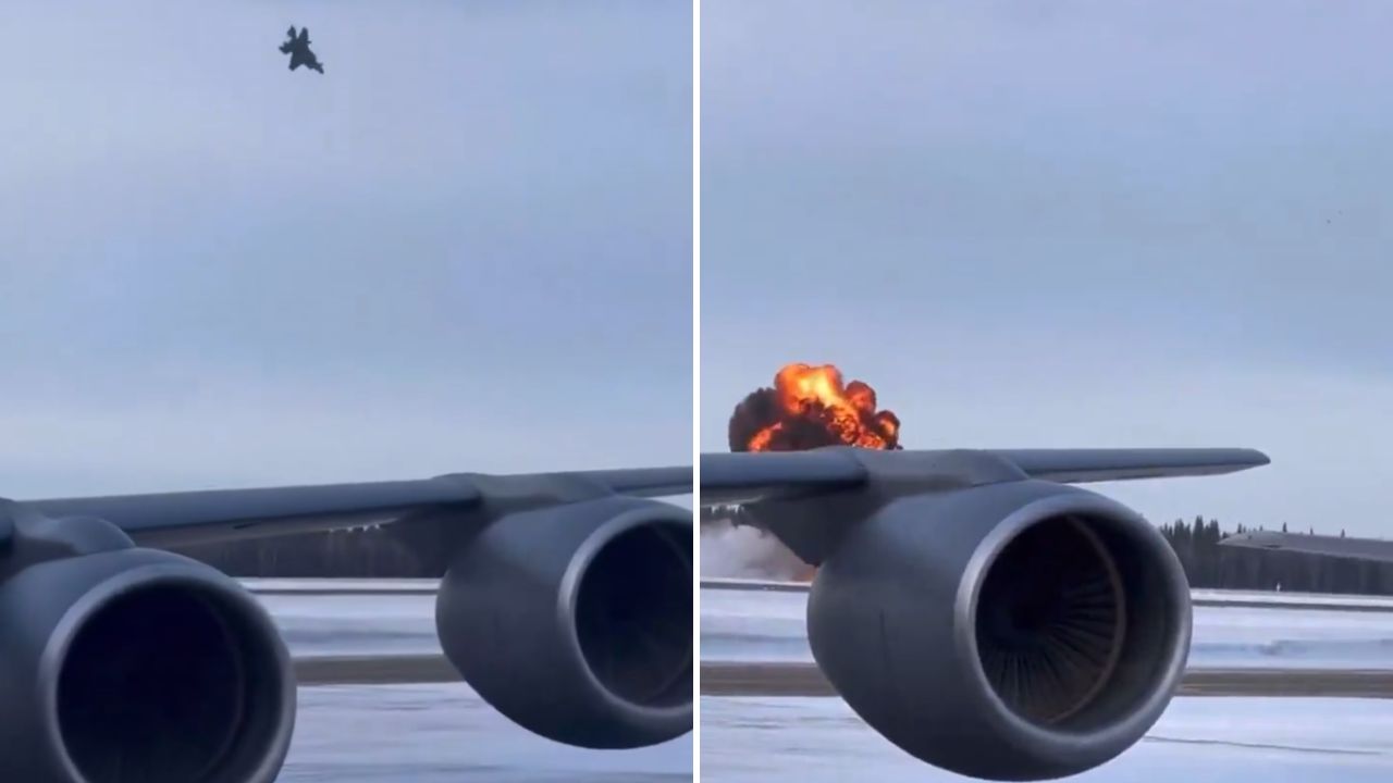 Vídeo registra queda de caça F-35 em base aérea dos Estados Unidos