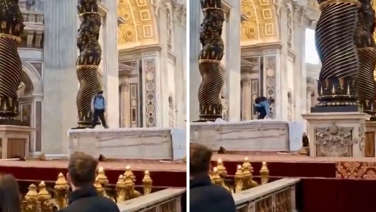 Homem invade altar da Basílica de São Pedro, derruba candelabros e é detido
