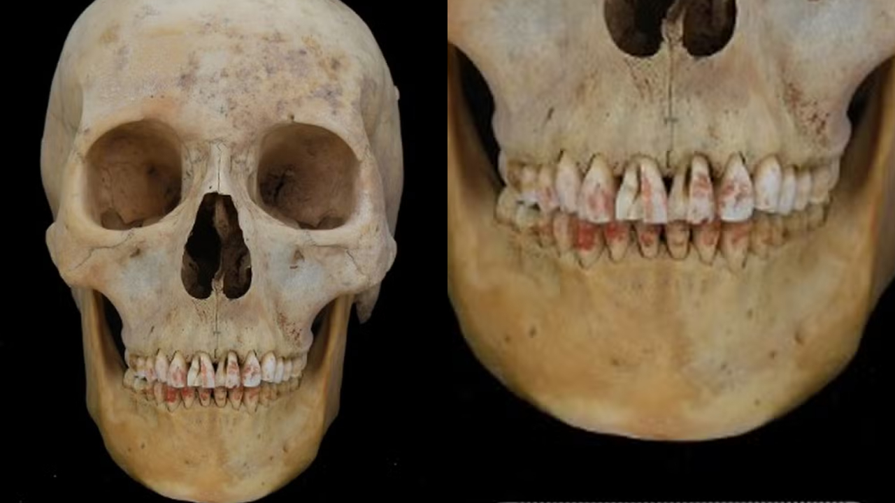 Esqueleto chinês de 2 mil anos teve dentes pintados de vermelho com cinábrio
