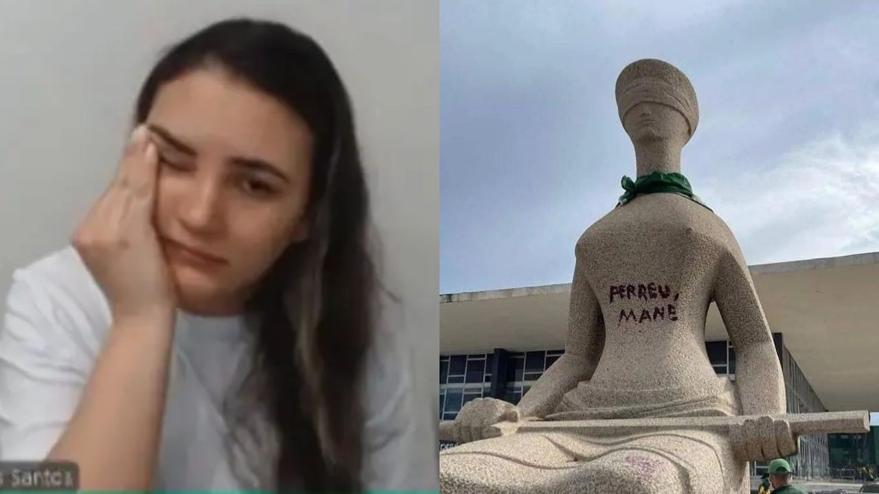 Pichadora da estátua da Justiça se diz arrependida e pede perdão