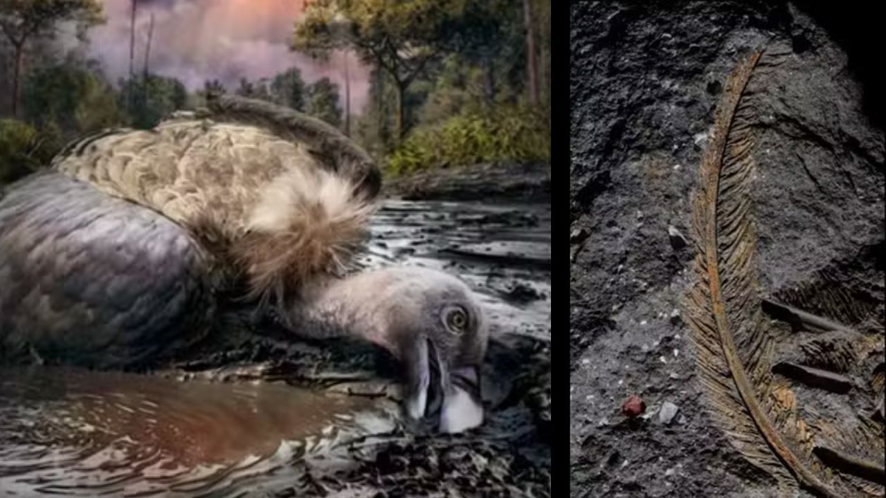 Estudo analisa penas fossilizadas de abutre de 30 mil anos