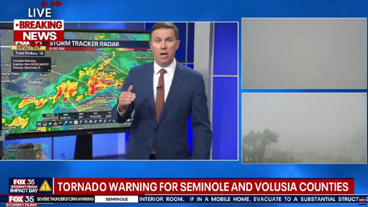 Emissora de TV é atingida por tornado enquanto fazia alerta sobre o fenômeno