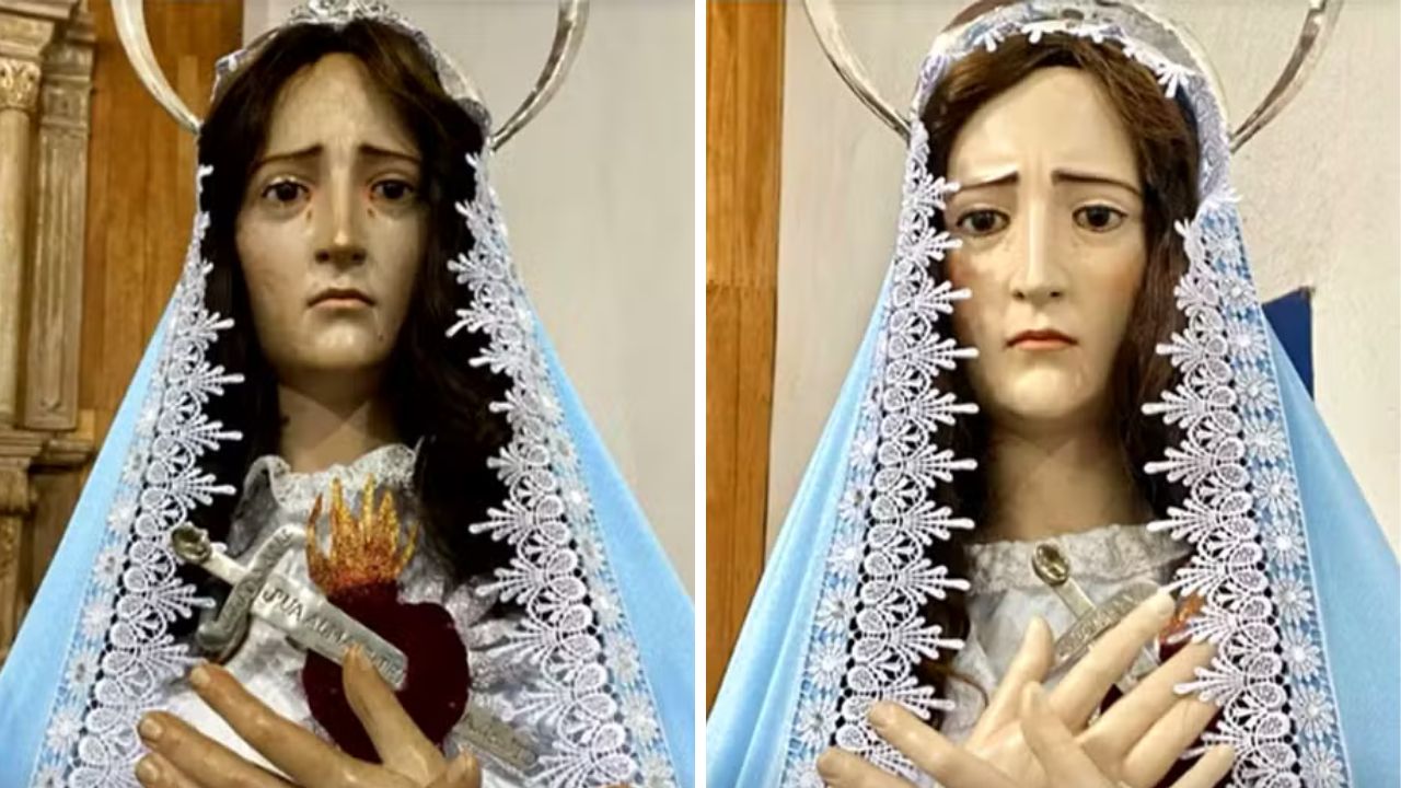 Imagem de santa passa por ‘harmonização facial’ em restauração não autorizada