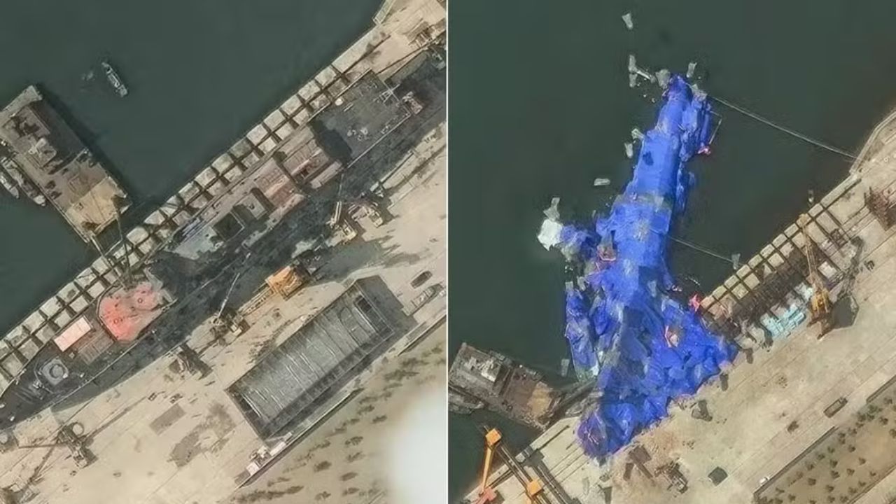 Imagens de satélite registraram naufrágio de navio de guerra norte-coreano