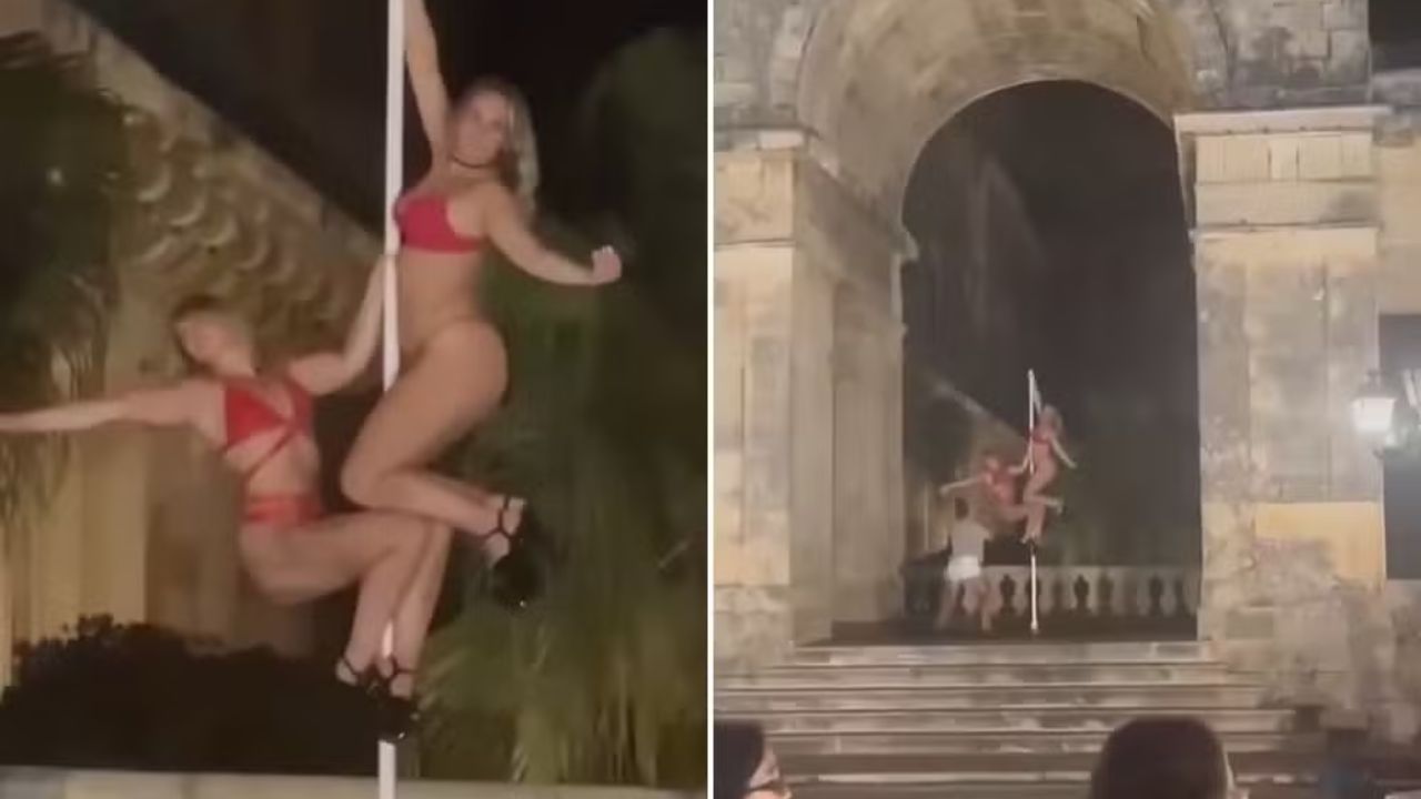 Dançarinas improvisam pole dance em monumento histórico na Grécia e acabam presas