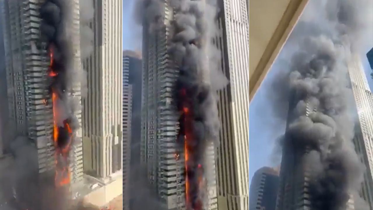 Prédio residencial de 67 andares é atingido por incêndio em Dubai