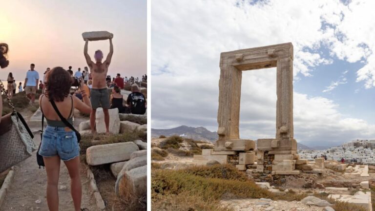 Turista gera polêmica por atitude em sítio arqueológico na Grécia: ‘Passou dos limites’