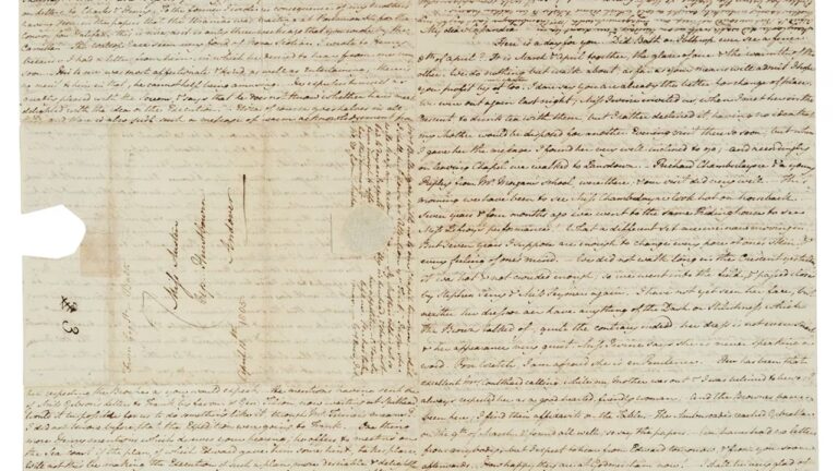 Carta de Jane Austen para irmã será leiloada