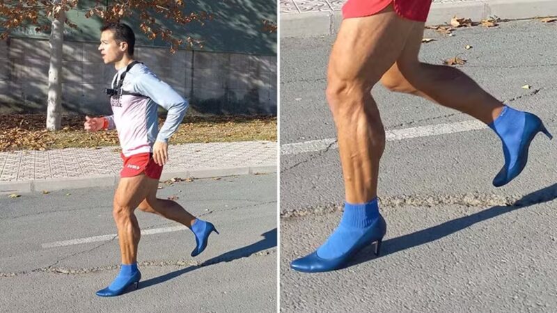 Recorde: Espanhol corre 100 metros de costas usando salto alto