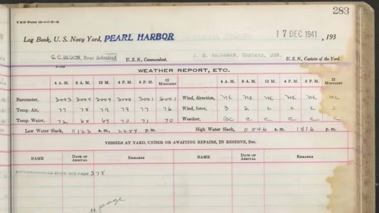 Texto de diário de bordo de Pearl Harbor jogado no lixo é revelado após 50 anos