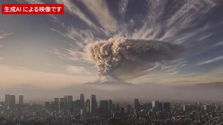 Vídeo feito com IA mostra riscos de erupção do Monte Fuji
