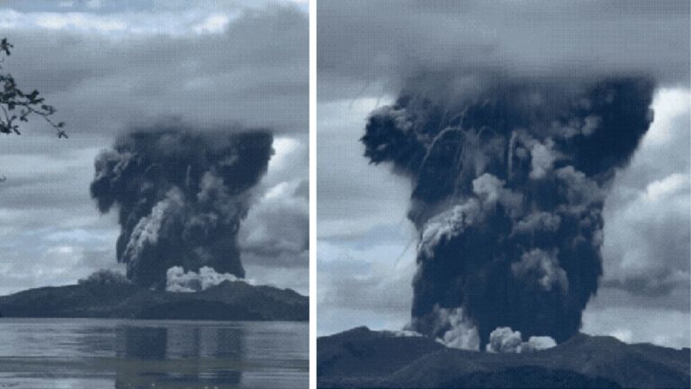 Vulcão nas Filipinas entra em erupção e céu é tomado por fumaça escura