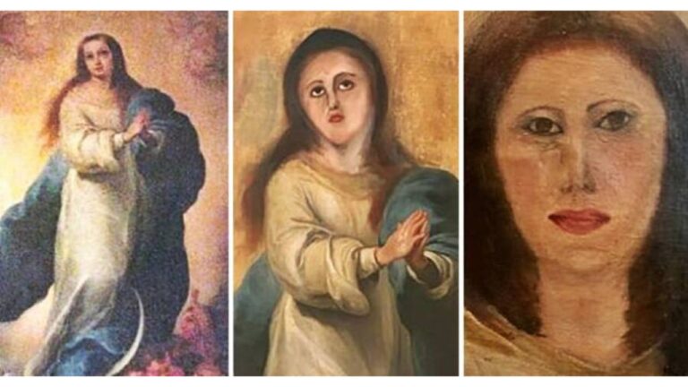 A famosa pintura da Virgem Maria que ficou irreconhecível após uma restauração desastrosa