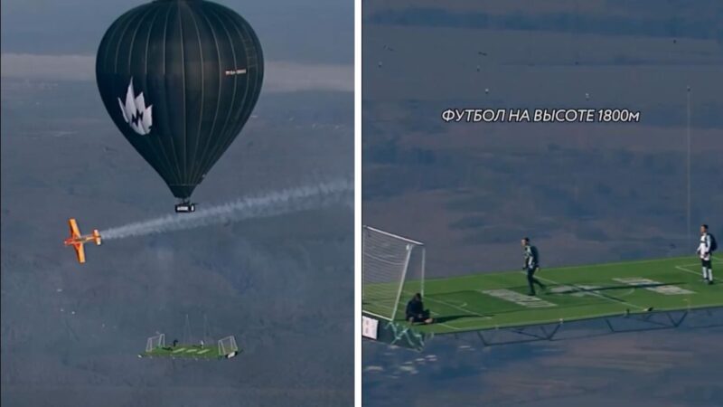 Atleta russo bate recorde mundial ao jogar futebol a 1800 metros de altitude em balão de ar quente