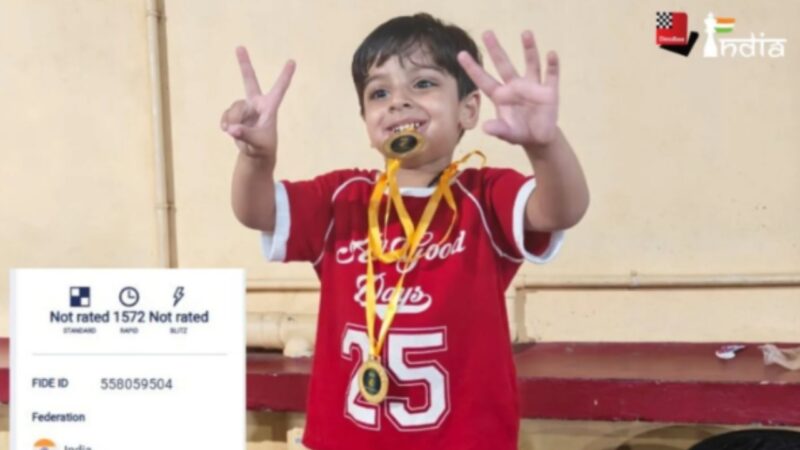 Aos 3 anos, indiano quebra recorde em xadrez e entra para lista oficial da FIDE