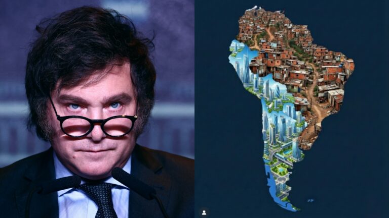 Javier Milei compartilha mapa da América do Sul que mostra Brasil como favela