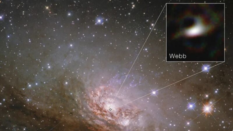 Imagem mais nítida da borda de um buraco negro é feita pelo telescópio James Webb