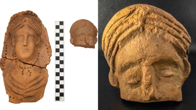 Arqueólogos descobrem rara cabeça de terracota em forte romano no Reino Unido